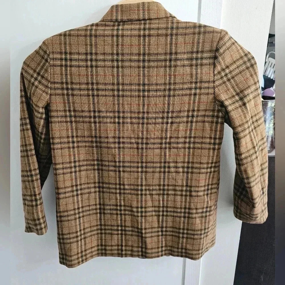 Vintage Requirements Woman’s‎ Brown Tartan Plaid Blazer Size 8 Wool Blend Jacket - Picture 5 of 5